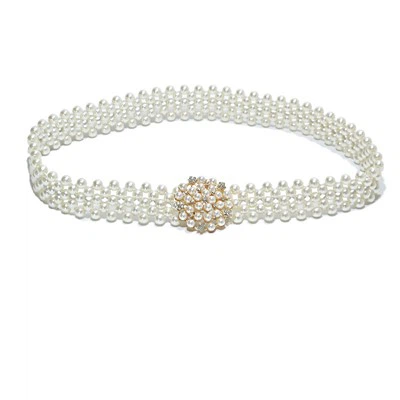 Wide Leather Belt with Pearl